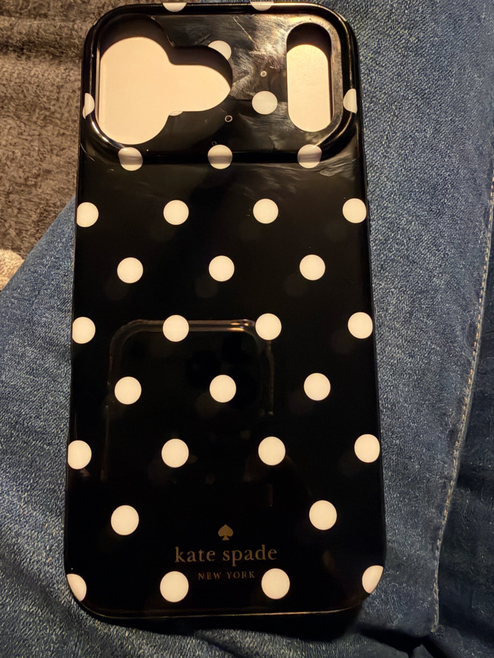 kate spade Black 18 promax phone case with White Polka Dots